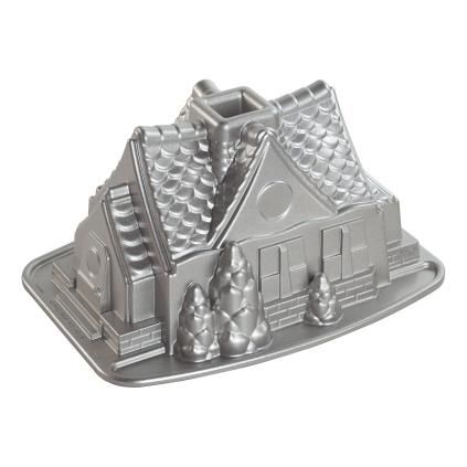 Φόρμα ζαχαροπλαστικής Bundt GINGERBREAD HOUSE, ασημί, Nordic Ware