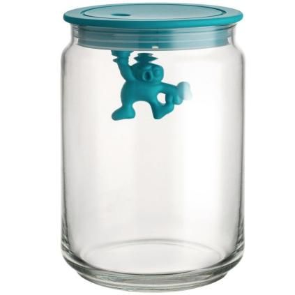 Βάζο αποθήκευσης τροφίμων GIANNI, 900 ml, μπλε καπάκι, γυαλί, Alessi