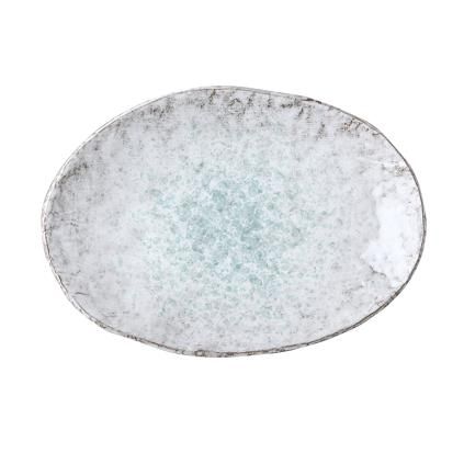 Πιάτο γλυκού AQUA SPLASH, 24 x 17 cm, ακανόνιστο σχήμα, μπλε, πήλινο, MIJ