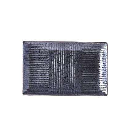 Πιάτο για σούσι και σασίμι LINES, 21 x 13 cm, μαύρο, MIJ