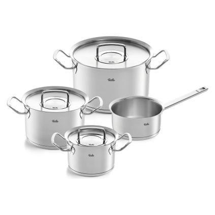 Κατσαρόλα ORIGINAL-PROFI COLLECTION, σετ 4 τεμαχίων, από ανοξείδωτο ατσάλι, για επαγωγική εστία, Fissler