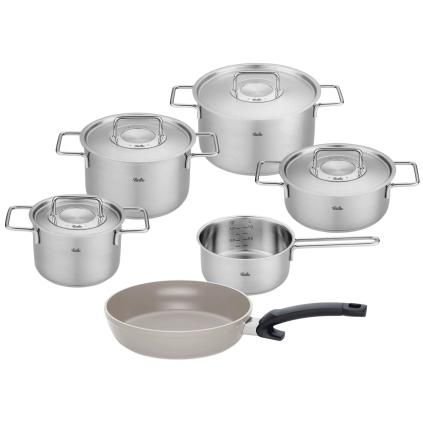 Μαγειρικά σκεύη PURE + τηγάνι universal CERATAL COMFORT, σετ 6 τεμαχίων, Fissler
