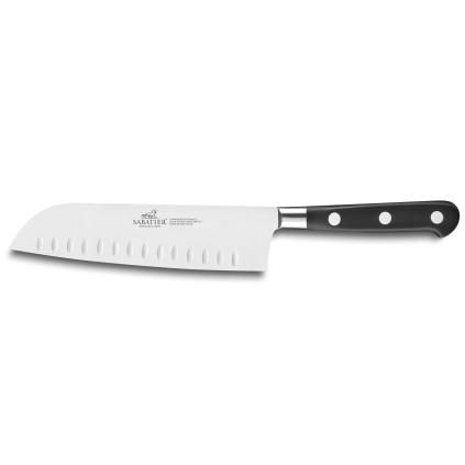 Μαχαίρι Santoku IDÉAL 18 cm, πριτσίνια από ανοξείδωτο ατσάλι, μαύρο, Lion Sabatier