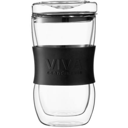 Κούπα θερμός ταξιδίου MINIMA 450 ml, μαύρο, από γυαλί, Viva Scandinavia