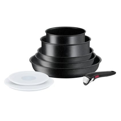 Σετ μαγειρικών σκευών INGENIO BLACK STONE L3998802, σετ 8 τμχ, αντικολλητικό επιφάνεια, Tefal