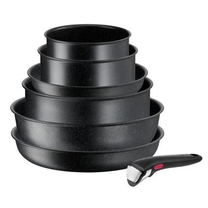 Σετ σερβίτσιο INGENIO BLACK STONE L3998702, σετ 7 τμχ, αντικολλητικό επιφάνεια, Tefal