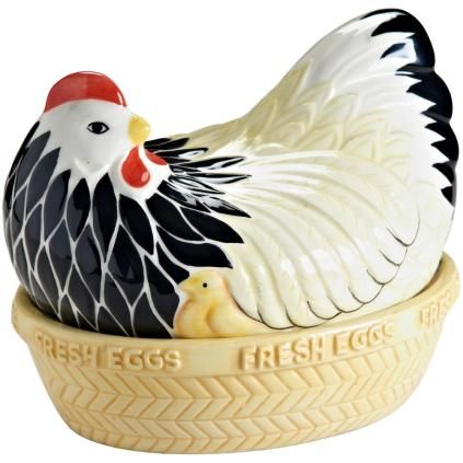 Βάζο αποθήκευσης τροφίμων MOTHER HEN 21 cm, μαύρο/λευκό, πήλινο υλικό, Mason Cash