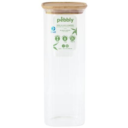 Βάζο αποθήκευσης τροφίμων PKV-007 2,2 l, γυαλί / μπαμπού, Pebbly