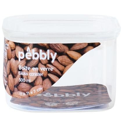 Βάζο αποθήκευσης τροφίμων PKV-043 500 ml, από γυαλί, Pebbly