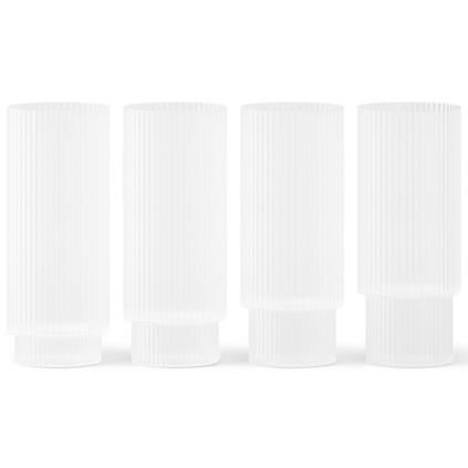Μακρόστενο ποτήρι ποτού RIPPLE 300 ml, σετ 4 τμχ, λευκό, σταθερό LIVING