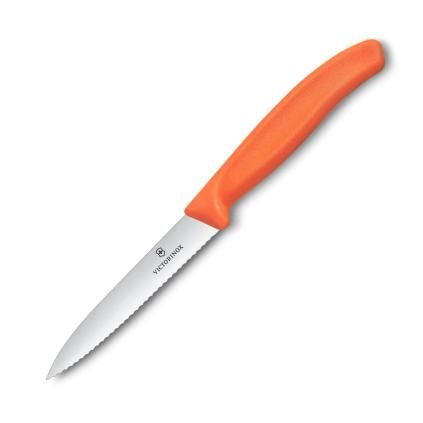 229209 orezavaci nuz swiss classic 10 cm vroubkovany oranzova plast victorinox