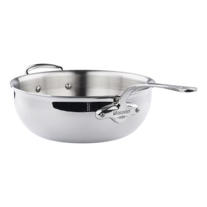 160367 konicka zaoblena panev s pomocnym nerezovym uchem a rukojeti o 28 cm mauviel