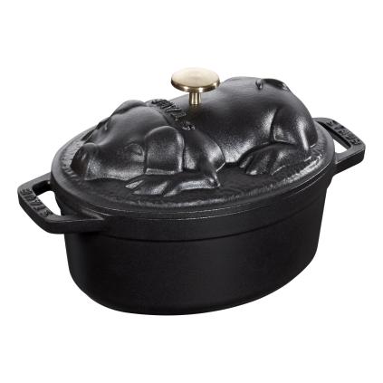 149504 ovalny hrnec s poklici ve tvaru prasatka cerny v 1 0 l staub