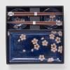 Σερβίτσιο για σούσι με chopsticks NAVY WITH PINK SAKURA, σετ 4 τεμαχίων, MIJ