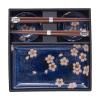 Σερβίτσιο για σούσι με chopsticks NAVY WITH PINK SAKURA, σετ 4 τεμαχίων, MIJ